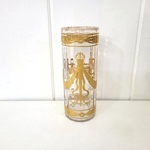 Glass Cylinder Vase with Ornate Gold Painting Large - Picture 1 of 8
