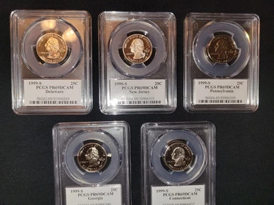 1999-S PROOF STATEHOOD QUARTER SET - ALL PCGS PR69DCAM - 5 COIN SET - Image 1 of 2