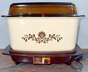 Vintage 1984 West Bend Slo Cooker 4-Quart Slow Cooker | Avocado Brown Floral EUC - Picture 1 of 19