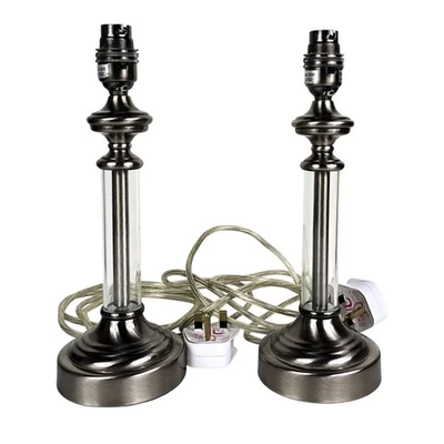 2 x Laura Ashley Winston Chrome Glass - Round Base 28cm E14 Pair Rare - Image 1 of 4