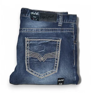 Pantalones de mezclilla True Luck para hombre talla 34x30 Bootcut lavado oscuro punto grueso BKE NUEVOS CON ETIQUETAS - Imagen 1 de 9