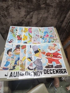 Vintage (12) 1968 Classroom Poster Print Atrelle Dill Roberta Ross Jan-Dec - Picture 1 of 8