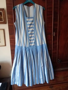 Vintage 1950s Loveline Courture Swiss Cotton Striped Dress Size 10/12 - Picture 1 of 9
