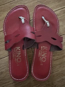 Kino Key West Red Thong Sandals Hand Made in USA SZ 8 - Picture 1 of 3