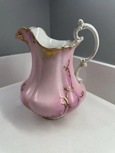 Antique Semi-Porcelain Pitcher by W.M. Co. – Pink Floral - Picture 1 of 7