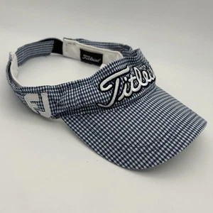 Titleist FootJoy Golf Sun Visor Mens Blue Plaid Check Adjustable Embroidered FJ - Picture 1 of 6