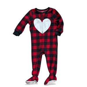 Pijama polar para dormir talla 18 meses Carters Heart Buffalo a cuadros para niñas pequeñas - Imagen 1 de 1
