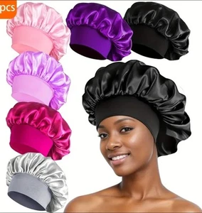Women Long Hair Care Soft Satin Bonnet Night Sleeping Soft Elastic Band Cap - Picture 1 of 10