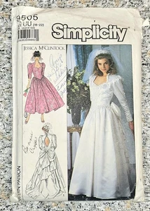 Vtg 1989 Simplicity Pattern 9505 JESSICA McCLINTOCK Bridal Gown Prom (16-22) CUT - Picture 1 of 14