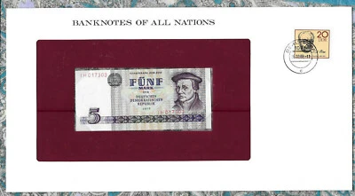 Banknotes of All Nations GDR East Germany 1975 5 Mark UNC P 27a IH017303 - Image 1 of 3