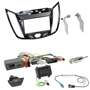 FORD C-Max Kuga 2-DIN Blende in Klavierlack-schwarz + Clarion Lenkradinterface - Bild 1 von 1