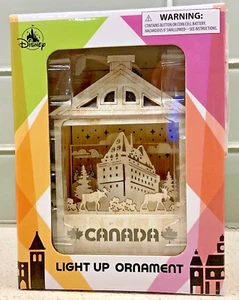 DISNEY EPCOT 40th World Showcase CANADA Wood Light Up Christmas Ornament WDW NIB - Picture 1 of 5