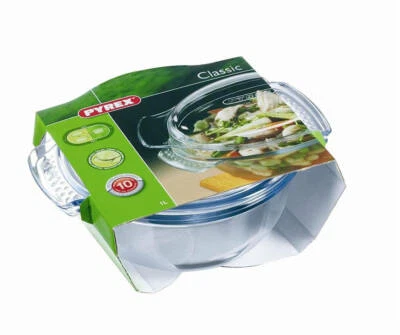 Pyrex Classic Easy grip casseruola rotonda con coperchio, 1 L - Immagine 1 di 2