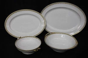 4pc Haviland Limoges SCHLEIGER 101a RED Flowers w/Gold Platters & Bowls, France - Picture 1 of 12