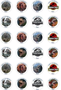 24 x PERSONALISED PRECUT JURASSIC/DINOSAURS RICE/WAFER PAPER CUP CAKE TOPPERS - Picture 1 of 1