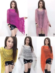 Dama Poncho Estola Bufanda Capa Encogimiento Envoltura Chal Jumper Suéter Cárdigan Crochet - Imagen 1 de 28