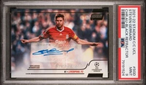 Steven Gerrard 2021-22 Stadium Club Chrome UCL Auto Black Refractor 10/10 PSA 9 - Picture 1 of 2