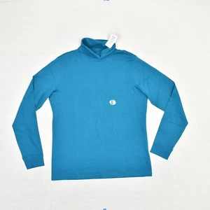 NEW L.L. Bean Women's Top Long Sleeve Solid Cotton Blue Size S Turtle Neck - Picture 1 of 8