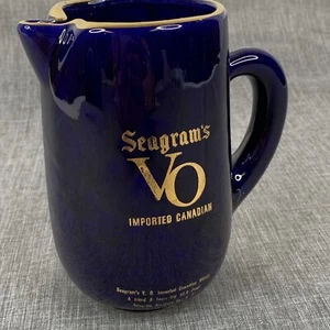 Seagram's VO Canadian Whisky Pitcher Pub Jug Bar Mug Advertising Blue Gold - Picture 1 of 10