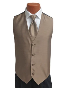 Men's Jean Yves Sterling Latte Brown Tuxedo Vest & Tie Wedding Groom Prom - Picture 1 of 5