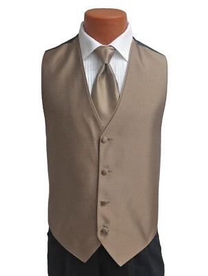 Men's Jean Yves Sterling Latte Brown Tuxedo Vest & Tie Wedding Groom Prom - Image 1 of 3