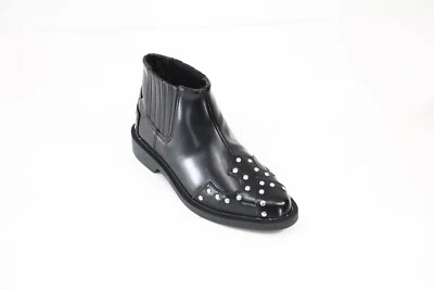 Botas T.U.K Talla 8 Nuevas Mujeres Chelsea Botín Cuero Negro Punk Moto Tachuelas Gótico Foto 1 de 4