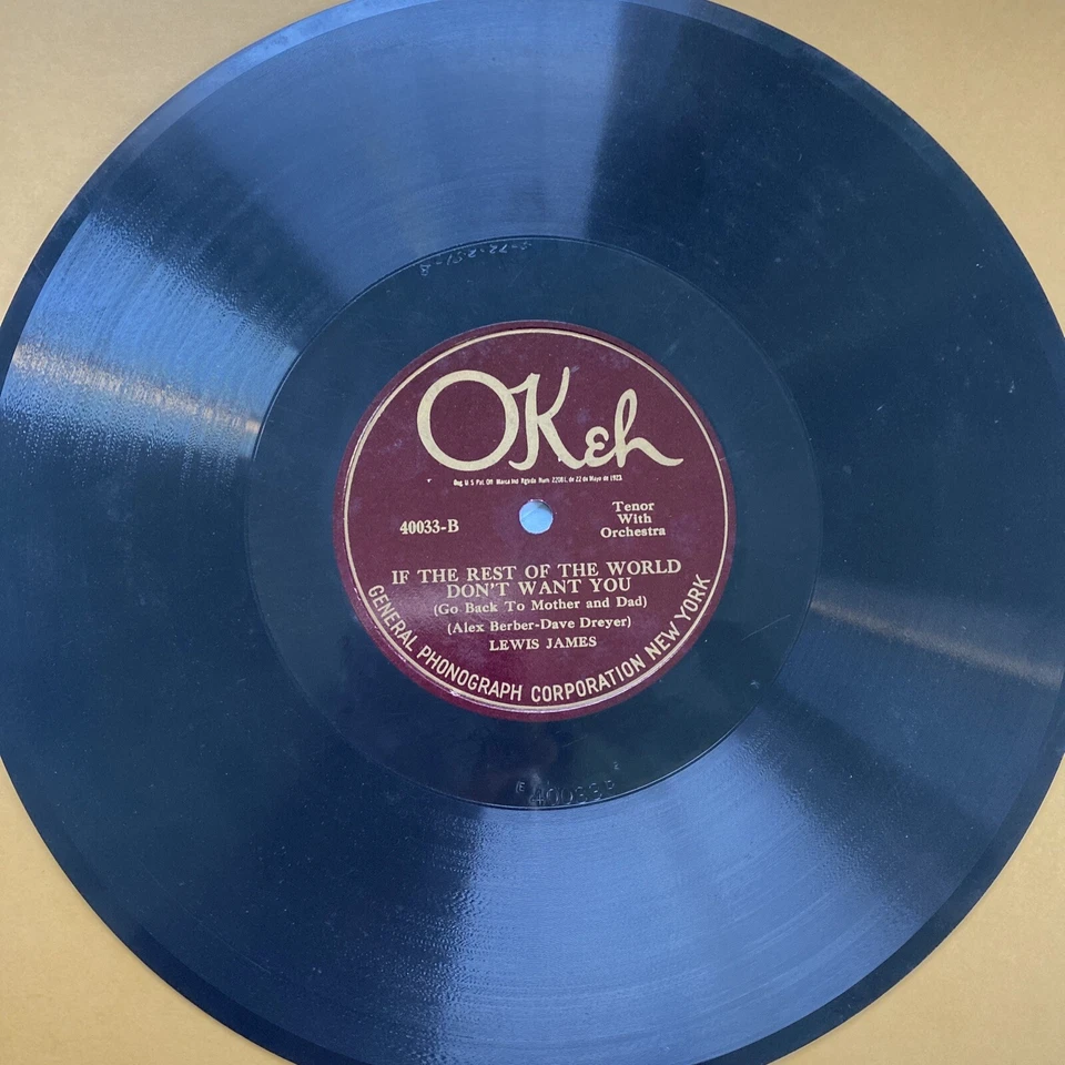 JAZZ Lewis James 78 rpm OKEH 40033 IF THE REST OF THE WORLD DON'T WANT YOU E+ - Image 1 of 4
