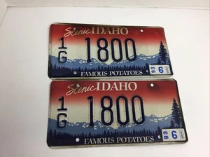 License Plate Pair, Idaho, 1993, Famous Potatoes 1G 1800 (Gem County) Pine Tree  - Picture 1 of 12