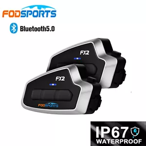 2X FX2 1000M Motorcycle Intercom 3 Rider Talk Helmet Bluetooth 5.0 Headset FM AU - Foto 1 di 12