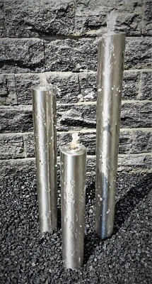 Säulenbrunnen Wasserspiel rund 3er-Set Edelstahl matt gebürstet 100/80/60 x10 cm - Bild 1 von 4