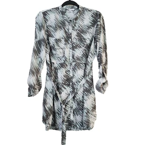 Liz Lange Maternity Womens Tunic Top Size M Semi-Sheer Full Button Tie Belt - Picture 1 of 10