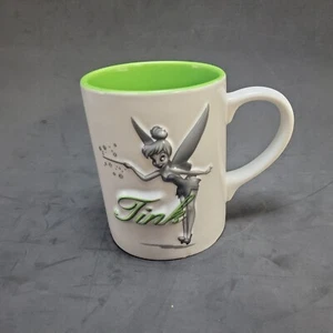 Tazza da caffè Tinkerbell rialzata 3D Tink bianco verde grigio 16 oz parco a tema Disney - Foto 1 di 7