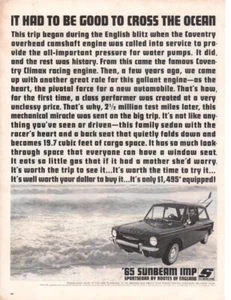 Coche publicitario estampado vintage 1965 SUNBEAM IMP deportivo raíces de Inglaterra - Imagen 1 de 1