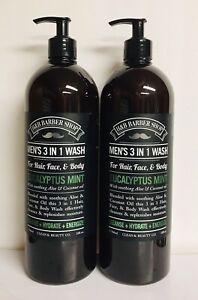 2 Bottles Eucalyptus & Mint Men’s 3-in-1 Wash with Aloe & Coconut Oil 32 oz Each