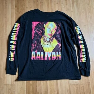 Aaliyah One In A Million Black Long Sleeve Graphic T-Shirt Unisex XL 90s Music T - Picture 1 of 3