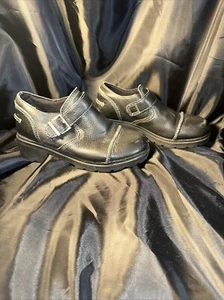 Harley Davidson Women Size 7 Black Chunky Biker Shoes Clogs Silver Buckle 83042 - Picture 1 of 12