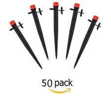 50x Gocciolatore Su Picchetto Micro Irrigazione Con Olivetta Regolabili 0-70 l/h