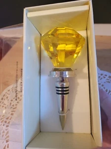 Mango Moon Collection Amber Diamond Glass Wine Bottle Stopper - Picture 1 of 6