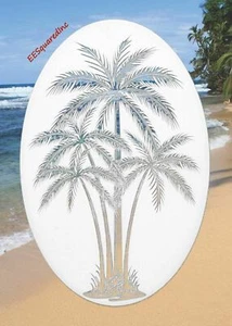 Decalcomania finestra palme 4x6 vetro inciso ovale look fermagli statici decorazione tropicale - Foto 1 di 11