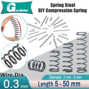 Compression Spring Steel 0.3mm Wire Dia 2mm - 6mm OD Small Pressure Springs - Picture 1 of 20