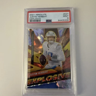 2022 Panini Absolute - Explosive Justin Herbert #E27- Graded PSA 9 - Case Hit - Image 1 of 2
