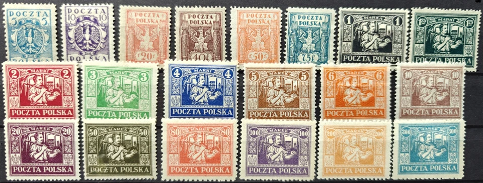 POLAND  POLOGNE 1922 ISSUE UPPER SILESIA SCARCE Fi 144-163 all set MNH * - Image 1 of 1