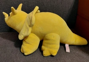 Vintage 1984 Manhattan Toy Company 24" Yellow Triceratops Dinosaur Stuffed Plush - Picture 1 of 7