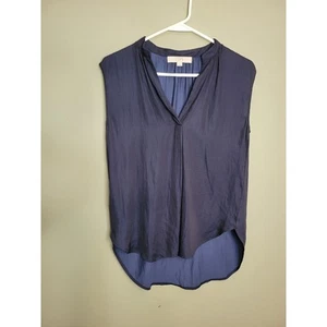Camicetta donna Ann Taylor Loft blu navy scollo a V senza maniche XS - Foto 1 di 4