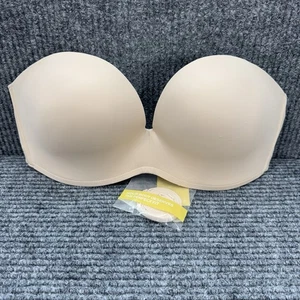 Delimira trägerloser Plunge BH 34D beige Push Up Flex Bügel leicht gefüttert NEU - Bild 1 von 9