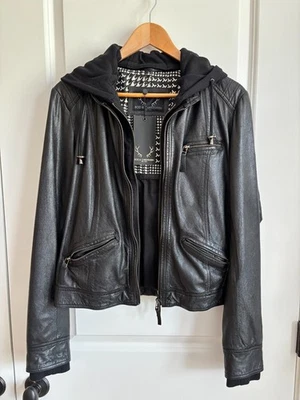 Bod & Christensen Soft Black Leather Moto Biker Jacket Women's Large - Image 1 of 4