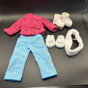 American Girl Gummistiefel Wishers 14" Puppe Winter Freunde Schlittschuhlaufen Outfit Set Stirnband - Bild 1 von 16