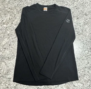 Camicia Rompighiaccio Uomo Grande Nera Manica Lunga Lana Merino 200 Oasi Strato Base - Foto 1 di 9