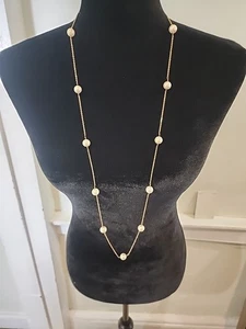 Suéter J.CREW Largo Collar Dorado Perla Clásico Elegante Simple 38" - Imagen 1 de 7