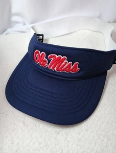 Ole Miss Rebels Zephyr Visor M/L Official Collegiate Blue w/Elastic Band - Picture 1 of 11